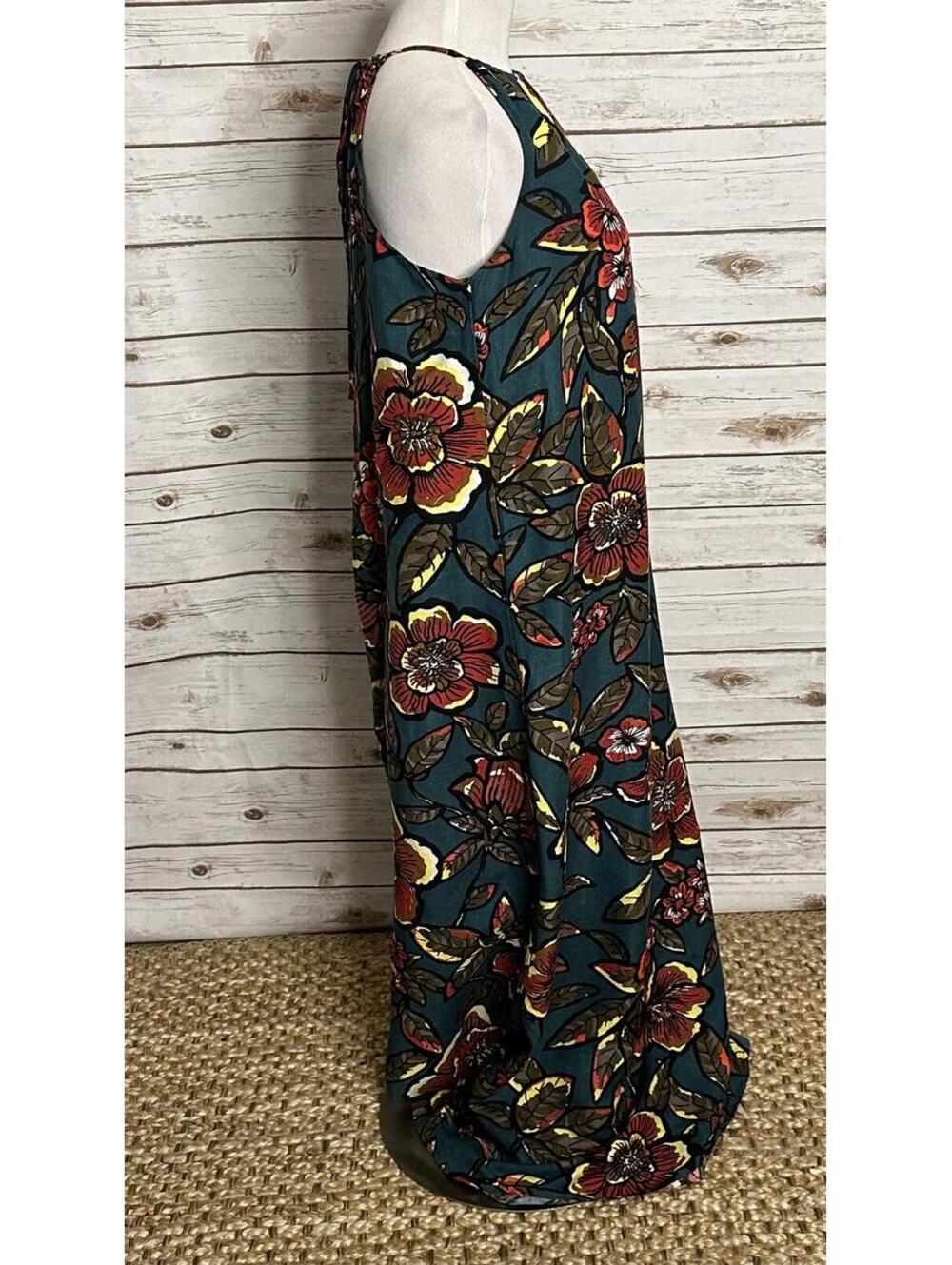 Ann Taylor LOFT teal floral linen-blend halter maxi dress XS coastal tropical - Picture 3 of 8